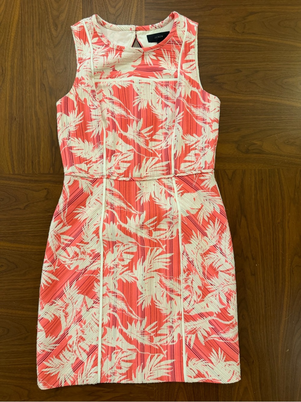 J.Crew Coral & Cream Tropical Sheath Dress Size 6